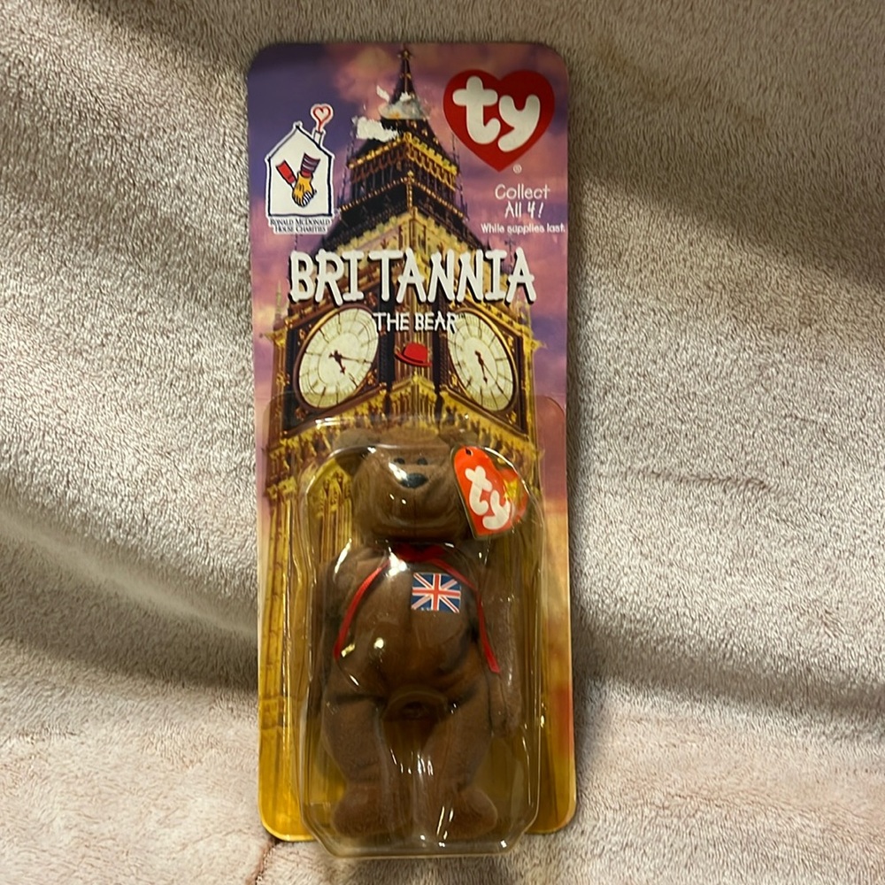 SEALED TY Beanie Baby Britannia The Bear McDonalds RARE W/ 2 TAG ERRORS FREE S/H